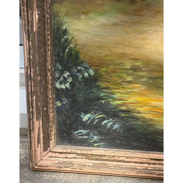 Wood Mid-20th Century English Style "The Cottage Girl" Oil on Canvas Painting After Gainsborough - Framed For Sale - Image 7 of 12