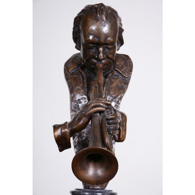 Art Deco Miles Davis Sculpture in Bronze and Marble, Czech, 1930s For Sale - Image 12 of 18