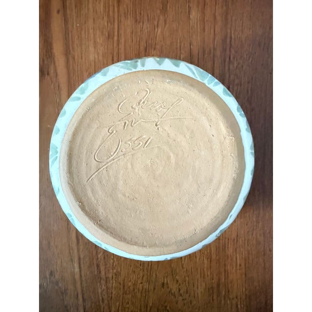 Ceramic Vintage Handmade Ceramic Bowl With Floral Design For Sale - Image 7 of 8