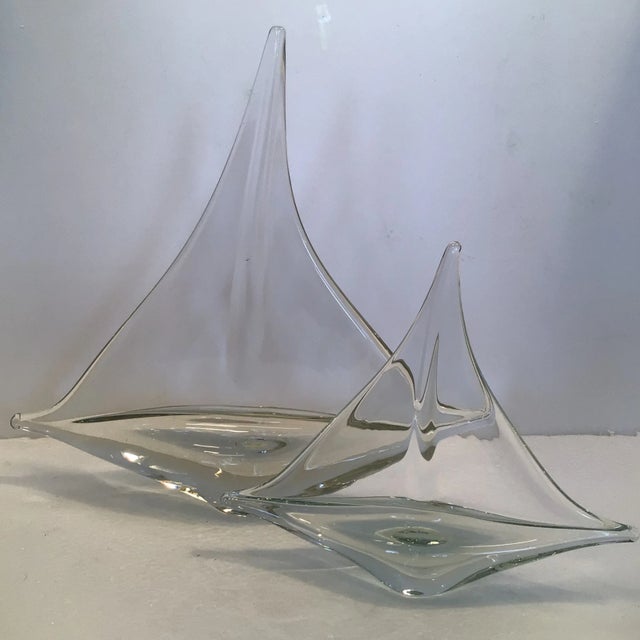 Pair of Pilgrim Glass Hand Blown Sailboats in Two Sizes- Pair For Sale - Image 13 of 13