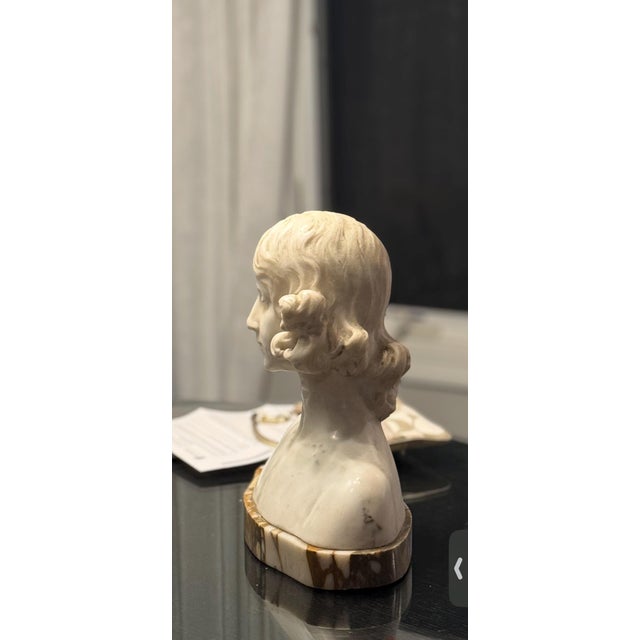 Late 20th Century Heavy Marble Sculpture of a Young Girl Bust 12"x12" - 33 Pound For Sale - Image 4 of 14