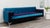 Custom Reimagined 88" Mid-Century Modern Style Two-Tone Teal Velvet and Dark Purple Mohair Sofa For Sale - Image 4 of 7