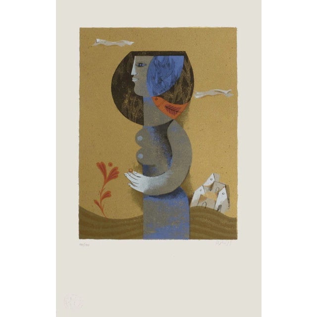 Samy BRISS CLAIRE & THE BIRD 1975 screenprint on Arches paper signed and numbered in pencil published by : Galerie Romanet...