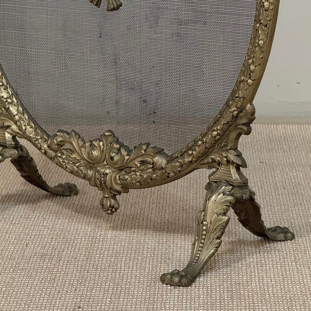 19th Century French Louis XVI Bronze Oval Firescreen For Sale - Image 12 of 18