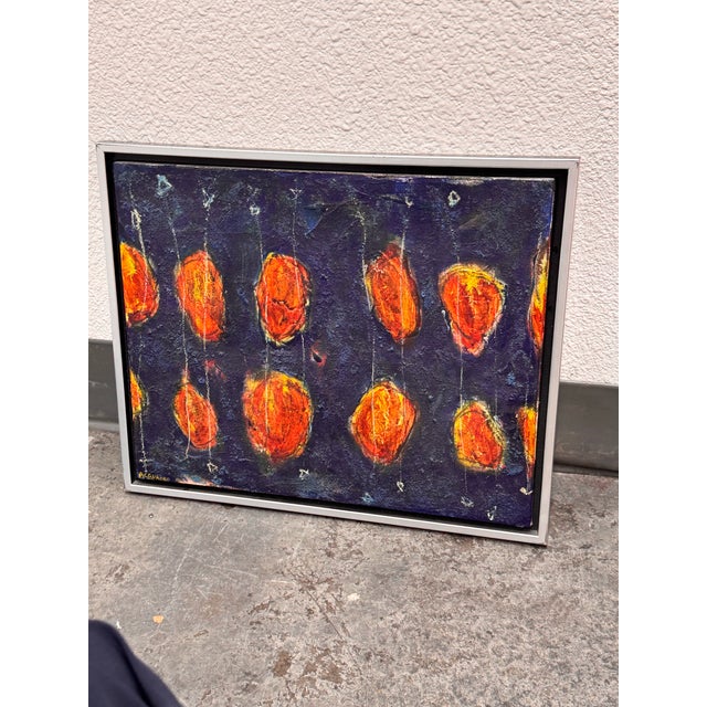 Abstract Andrew Acquadro “Moonlit Pumpkins” Original Painting, Framed For Sale - Image 3 of 12