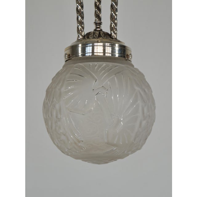 Metal Petitot & Muller Freres French Art Deco Pendant Light 1930s - 2 Available For Sale - Image 7 of 13