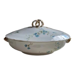 Vintage French Haviland Limoges Blue Floral Covered Serving Dish