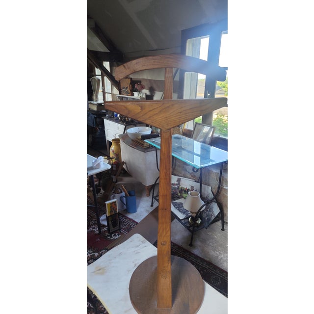 Brown Vintage Gentlemans Valet Stand in Oak, 1950s For Sale - Image 8 of 9
