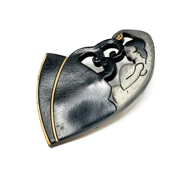 Vintage Art Deco Gilded Galalith Dancer Brooch by Auguste Bonaz, 1920s For Sale - Image 7 of 9