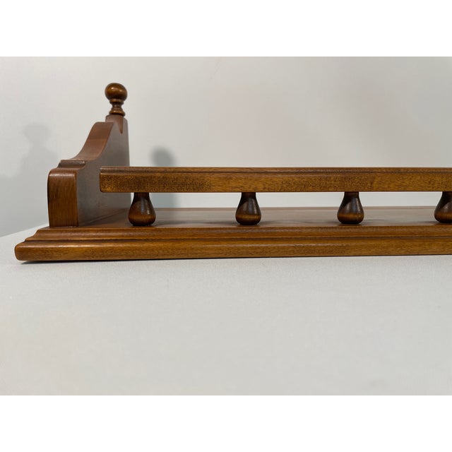 Brown Vintage 1980's Ethan Allen Decorative Wooden Wall Display Shelf For Sale - Image 8 of 17