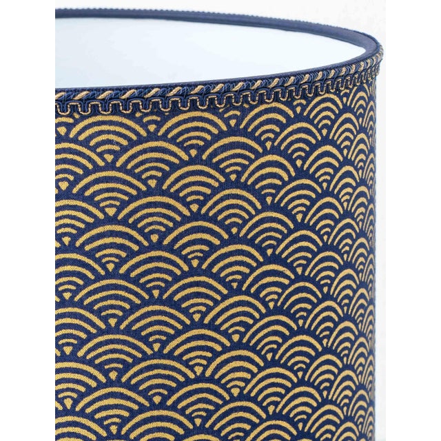 Vintage Delft Imari Ceramic Table Lamps, New Japanese Block Print Lampshades, Set of 2 For Sale - Image 6 of 18
