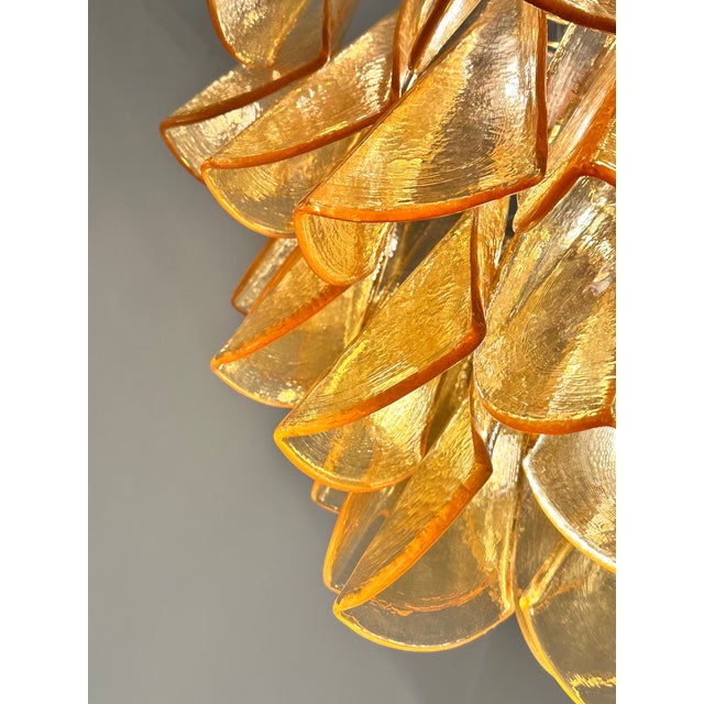 Mid-Century Modern Contemporary Modern Amber "Rondini" Murano Glass Chandelier. For Sale - Image 3 of 7