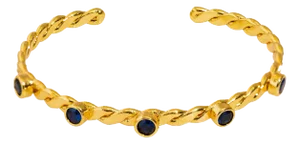 Twisted Sapphire & Gold Dainty Cuff Bracelet