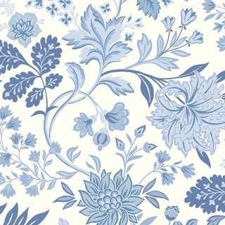SAMPLE - Boråstapeter Alicia Wallpaper In Blue And White For Sale