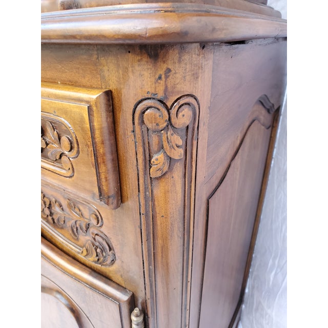 Antique Carved Walnut French Louis XV Buffet Sideboard Server Cabinet With Music Motif For Sale - Image 12 of 13