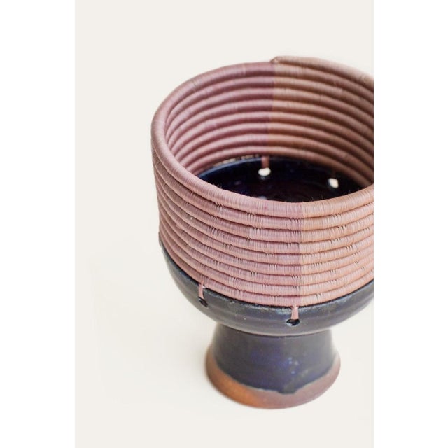 Contemporary Clay Woven Pedestal Vase For Sale - Image 3 of 3