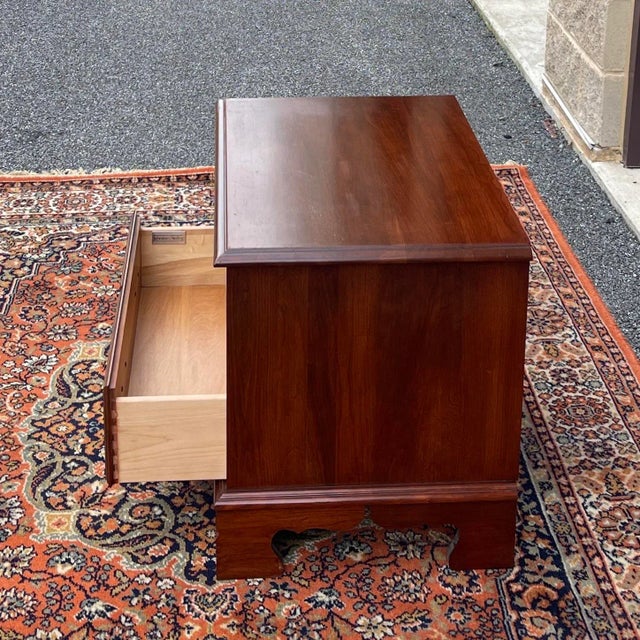 American Vintage Jamestown Sterling Chippendale Solid Cherry 1 Drawer Nightstand With Open Shelf For Sale - Image 3 of 12