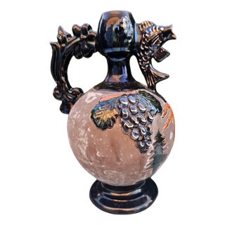 Ceramic Pitcher with Fish-Shaped Spout, Roe Deer and Forest Motif, 1960s For Sale