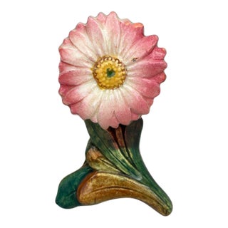 Small 19th Century Majolica Daisy Vase Delphin Massier For Sale