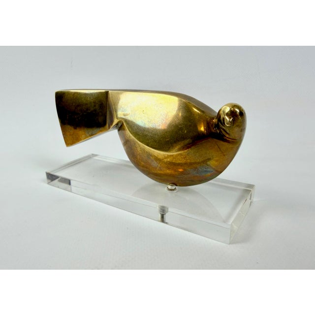 Metal Mid-Century Greek Bronze Dove Sculpture, 1960s For Sale - Image 7 of 11