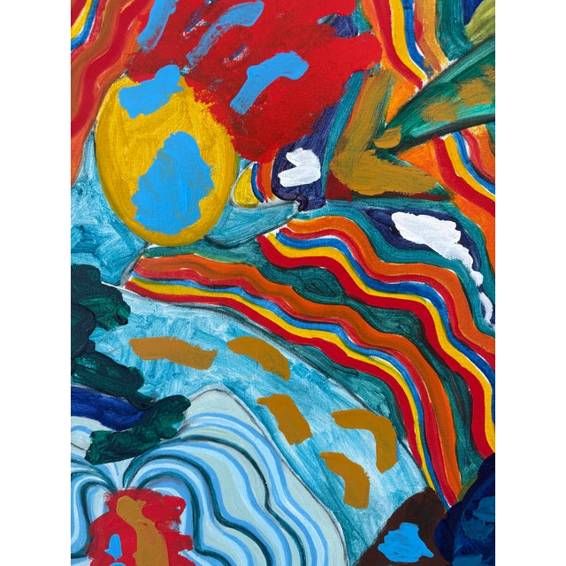 1980s Tall and Thin 1980s Abstract Painting, Giving a Picaso Basqueat Feel For Sale - Image 5 of 8