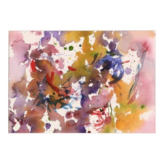 Vintage Abstract Splashes of Yellow, Red, and Purple by Les Anderson For Sale