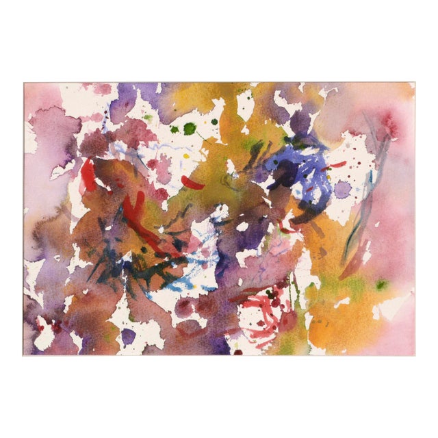 Vintage Abstract Splashes of Yellow, Red, and Purple by Les Anderson For Sale