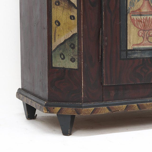 Rustic Farmhouse Folk Art Painted Bridal Cabinet 1844 For Sale - Image 11 of 18