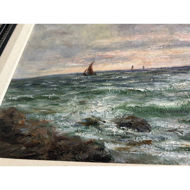 Wood Early 20th Century British Maritime Artwork by a.j. Gray, Signed O, Seascape Oil Painting For Sale - Image 7 of 12