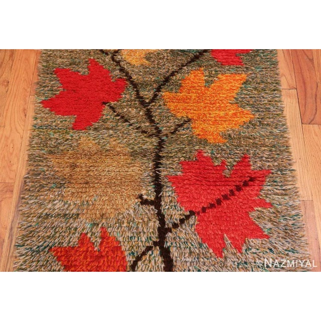 Mid-Century Modern Nazmiyal Collection Vintage Foliage Scandinavian Rya Rug For Sale - Image 3 of 7