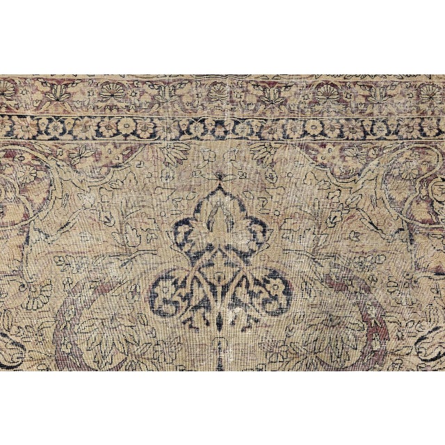 19th Century Persian Kerman Lavar Rug, Hand-Knotted Wool, Floral Pattern, Ivory & Black, 9x10 For Sale - Image 17 of 18