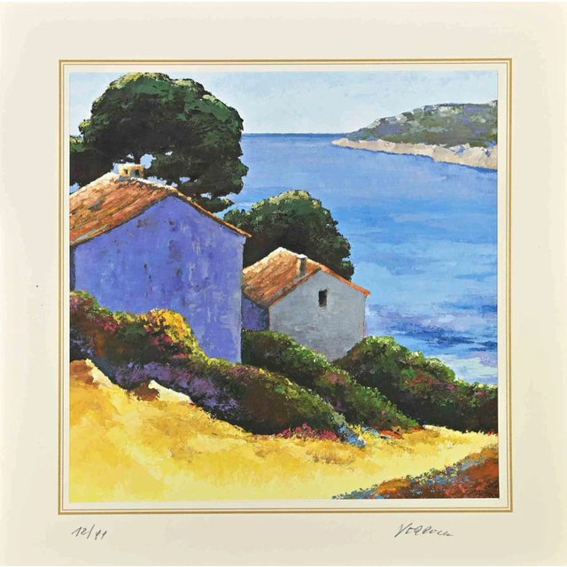 After Nicholas Verrall, The Houses on the Lake, Lithograph, Late 20th Century For Sale - Image 3 of 3