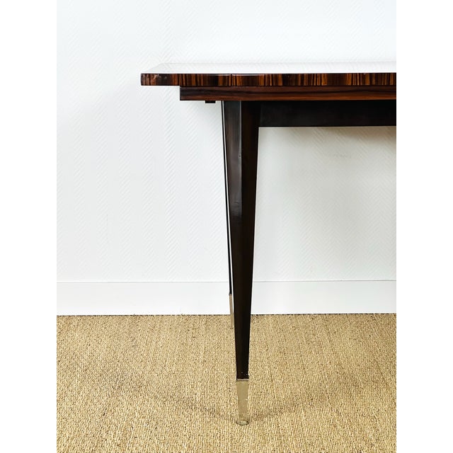 Art Deco Modernist Zebrawood Dining Table, France, 1950s For Sale - Image 15 of 18