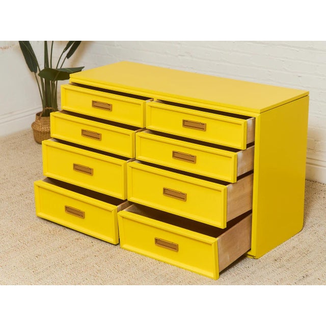 Mid 20th Century Yellow Eight Drawer Bamboo Dresser For Sale - Image 12 of 12