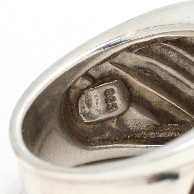 David Yurman .50ctw Diamond Thick Cigar Band Ring, Sterling Silver, Ring Size 7 For Sale In Greensboro - Image 6 of 7