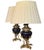 Stunning pair of mid 19th century oil lamps with ink blue glass fonts on ornate brass and gilt animal tripod stands with...