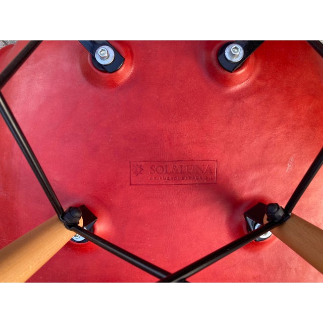 Mid-Century Modern Side Chairs in Ox Red Saddle Leather from Sol & Luna, 2000s, Set of 4 For Sale - Image 3 of 18