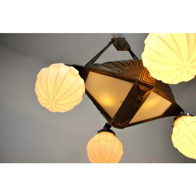 Metal Vintage Art Deco Ceiling Lamp For Sale - Image 7 of 10