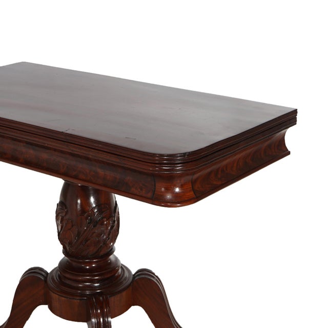 Antique Duncan Phyfe Carved Mahogany Card Table Circa 1830’s For Sale - Image 9 of 11