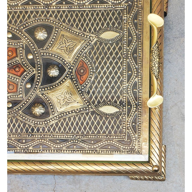 Moroccan Marrakech Moroccan Gold Finish Serving Tray / Charger For Sale - Image 3 of 6