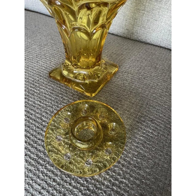 Yellow Glass Luxval Flower Serving Plate, 1930s For Sale - Image 3 of 7