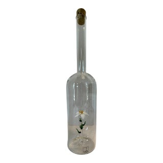 Rare Vintage Viol Glas German Art Glass Edelweiss Bottle / Decanter For Sale