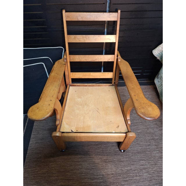 1950s This Vintage Paddle-Arm Morris Style Recliner Chair For Sale - Image 5 of 11