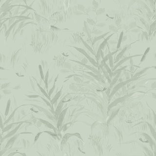 Sample - Les Roseaux Wallpaper by Paule Marrot in Sage For Sale