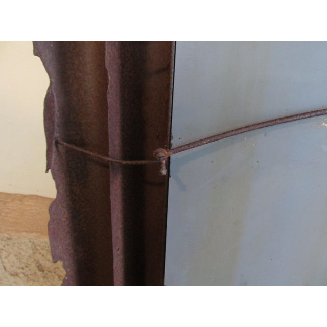 Distressed Brutalist Torch Cut Steel Wall Mirror Attributed to Tom Greene, Circa 1970 For Sale - Image 13 of 14