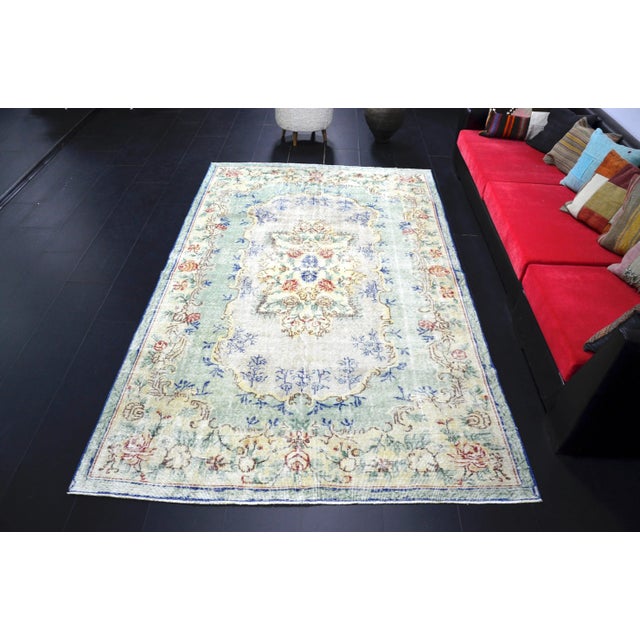 Oversize Vintage Floral Design Turkish Handmade Area Rug For Sale - Image 11 of 11