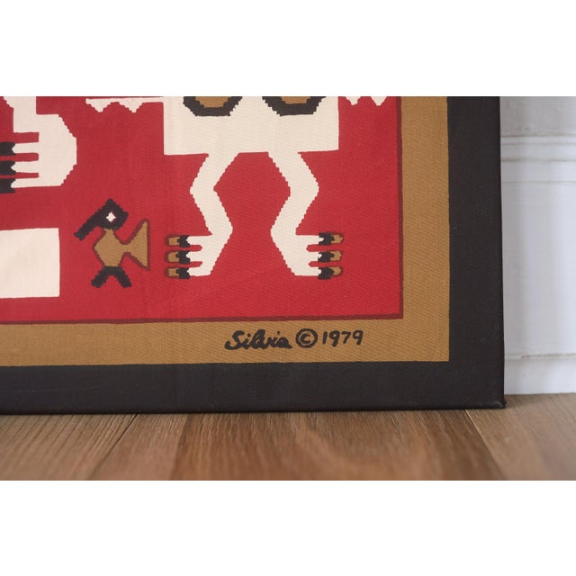 1970s 1970s Peruvian Silvania Prints Framed Incan Textile Art Print Wallhanging For Sale - Image 5 of 10