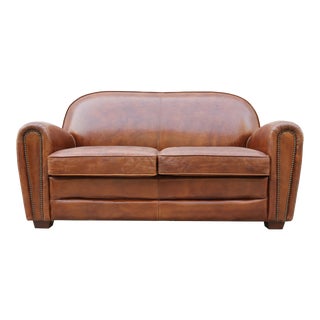 Pasargad Home Paris Club Genuine Leather Loveseat For Sale
