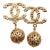 Chanel Light Gold Clover 5 CC Filigree Ball Dangle Large Clip on Earrings, A Pair For Sale