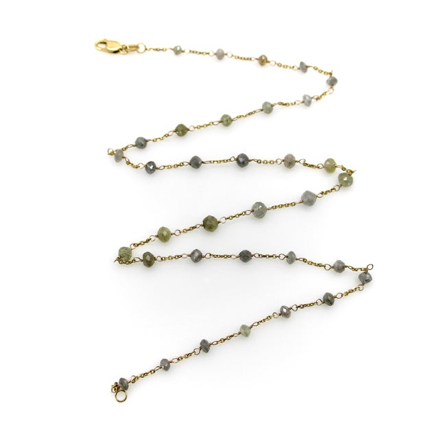 Modern 1990s 18k Gold Hand Wired Gray Diamond Faceted Bead Necklace For Sale - Image 3 of 7